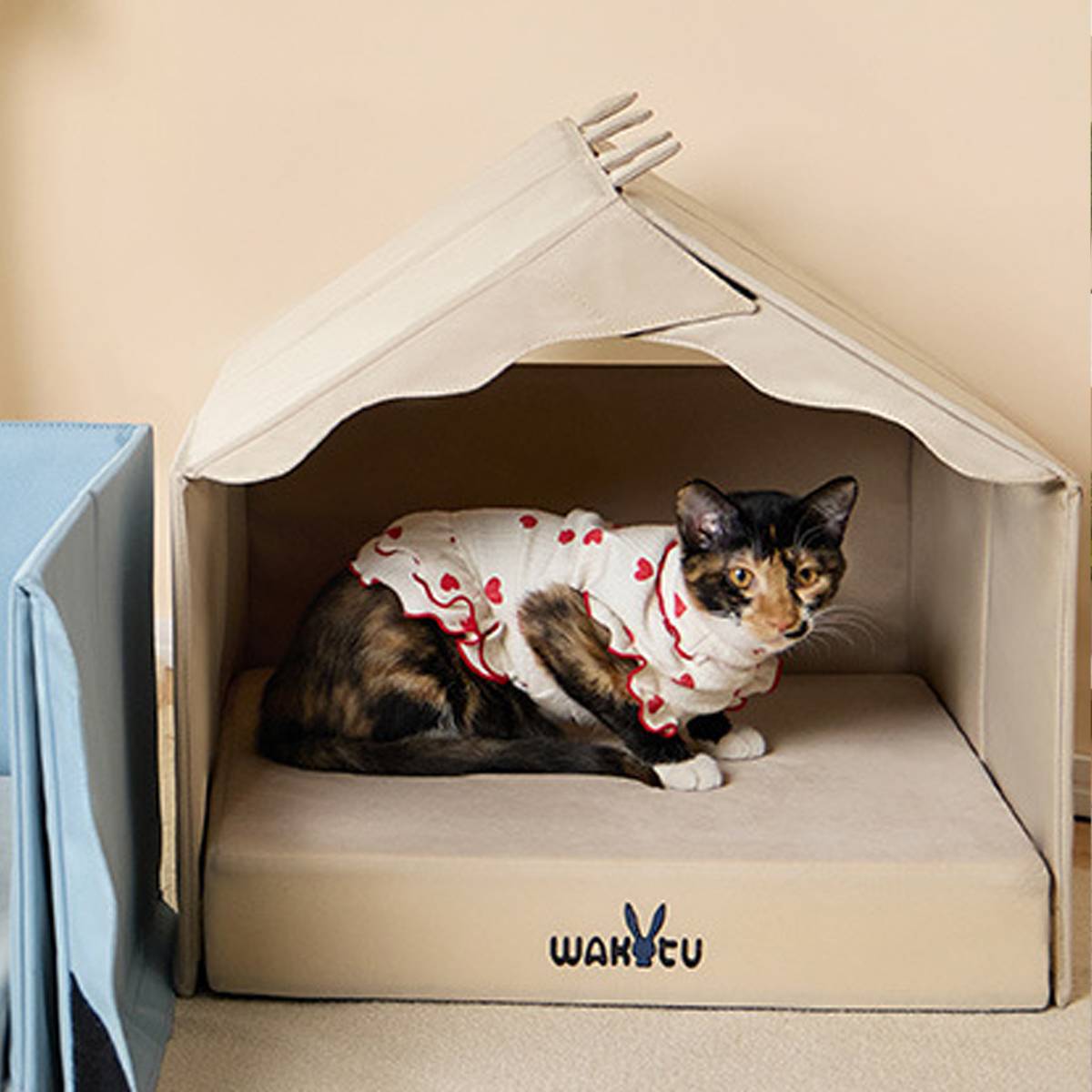 Wakytu Foldable Cat House Bed With Cushion