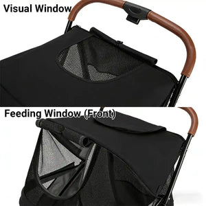 Foldable Pet Stroller with Ventilated Mesh and One-Click Folding