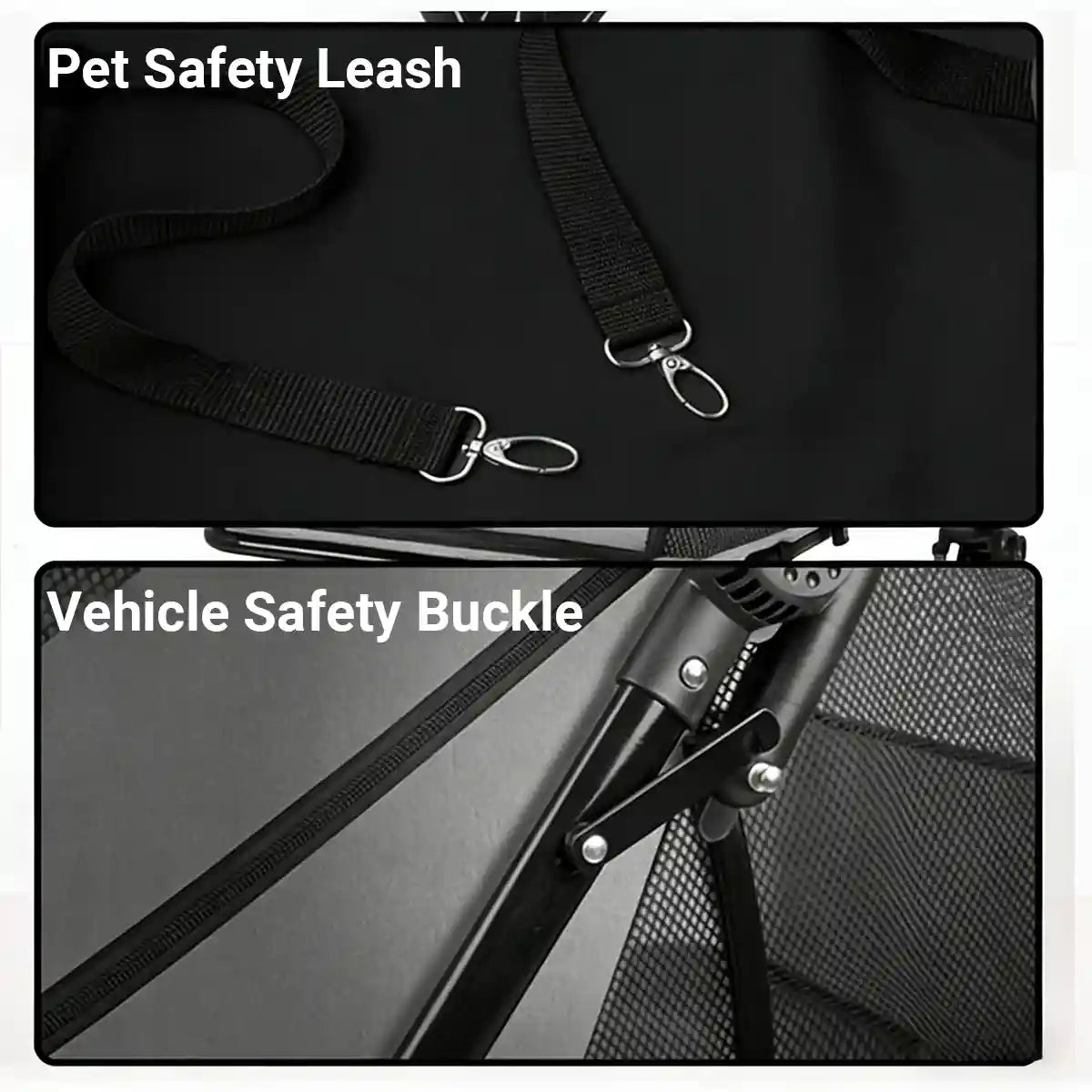 Foldable Pet Stroller with Ventilated Mesh and One-Click Folding