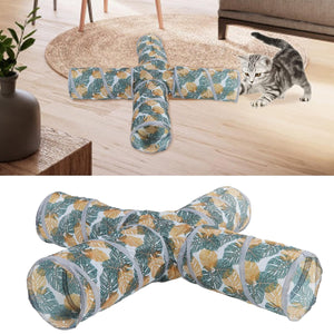 Foldable Cat Tunnel Toy with 4-Way Design for Indoor Play