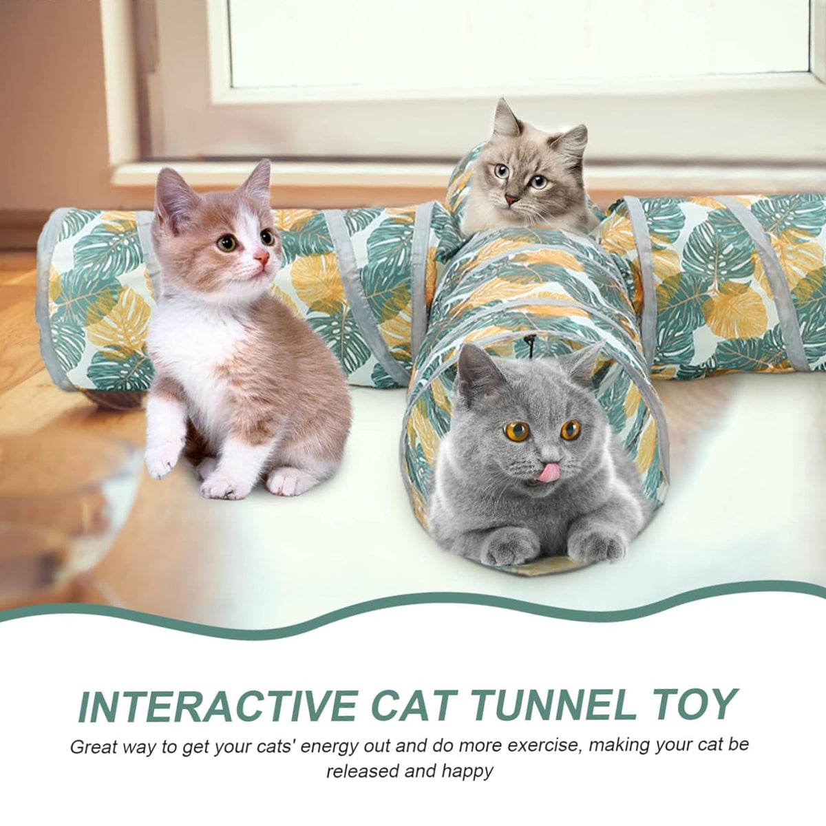 Foldable Cat Tunnel Toy with 4-Way Design for Indoor Play