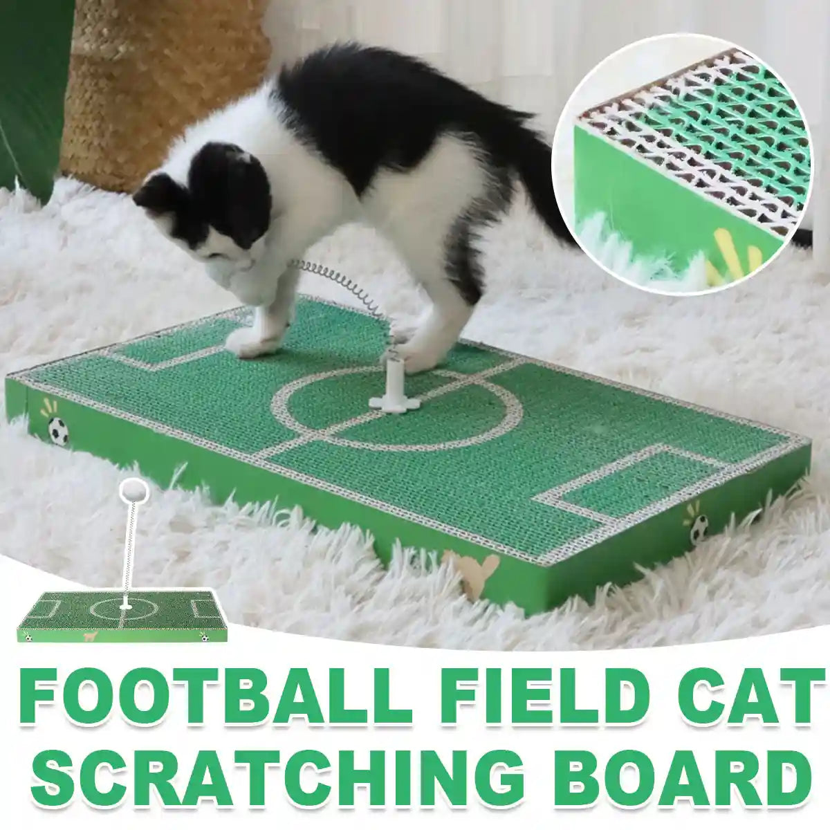 Football Field Cat Scratching Board Interactive Corrugated Scratch Pad with Toy Ball