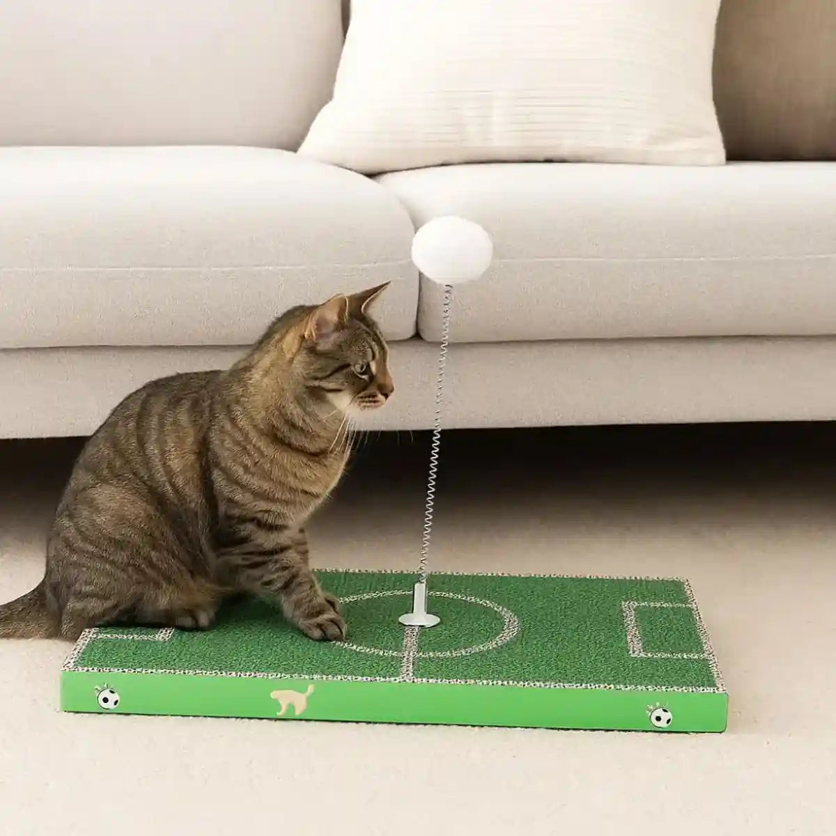 Football Field Cat Scratching Board Interactive Corrugated Scratch Pad with Toy Ball
