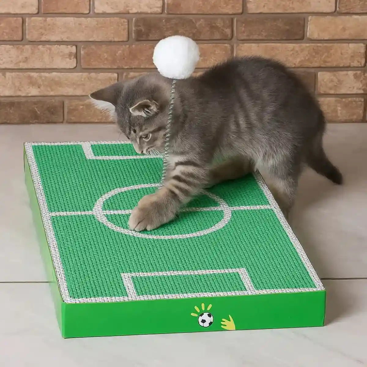 Football Field Cat Scratching Board Interactive Corrugated Scratch Pad with Toy Ball