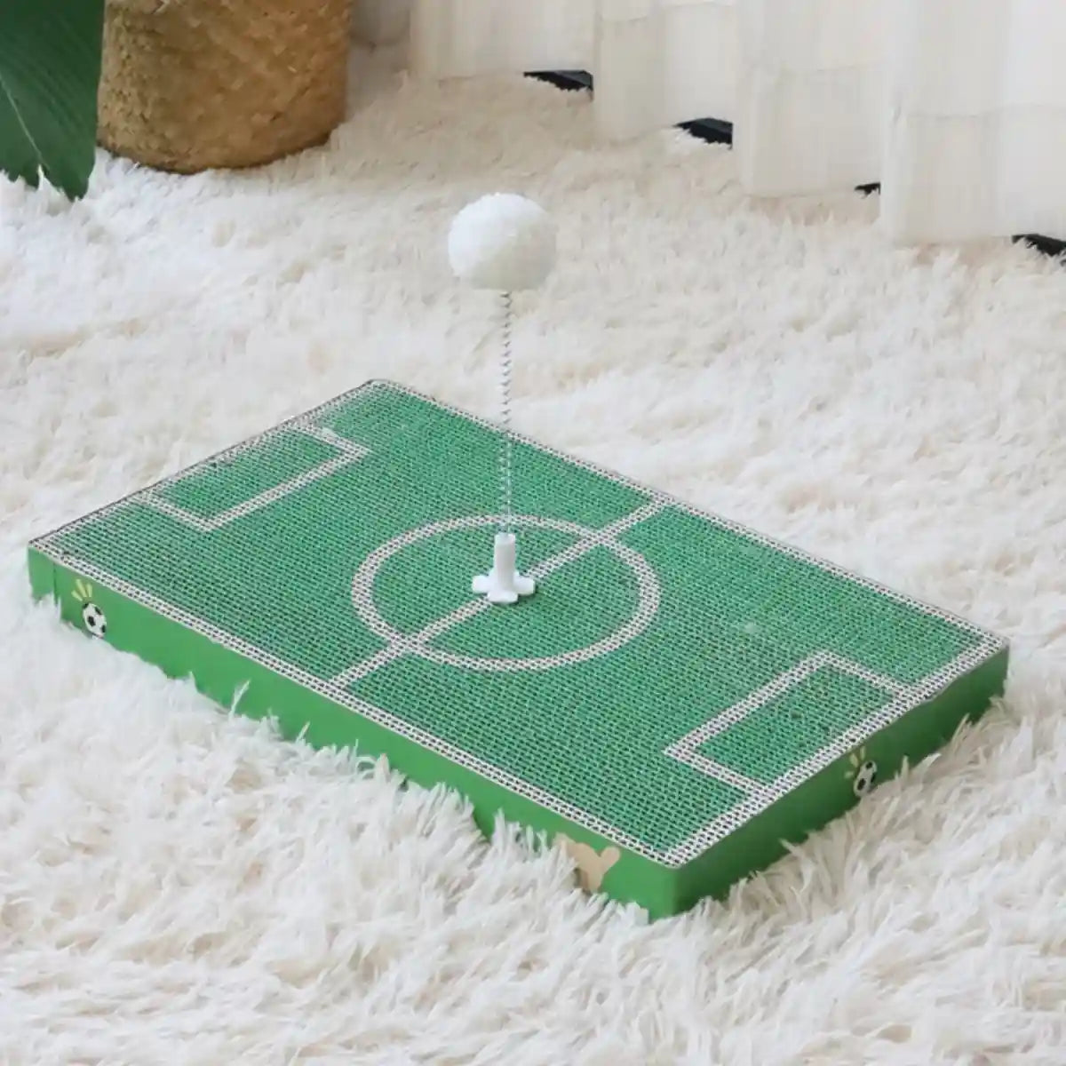Football Field Cat Scratching Board Interactive Corrugated Scratch Pad with Toy Ball