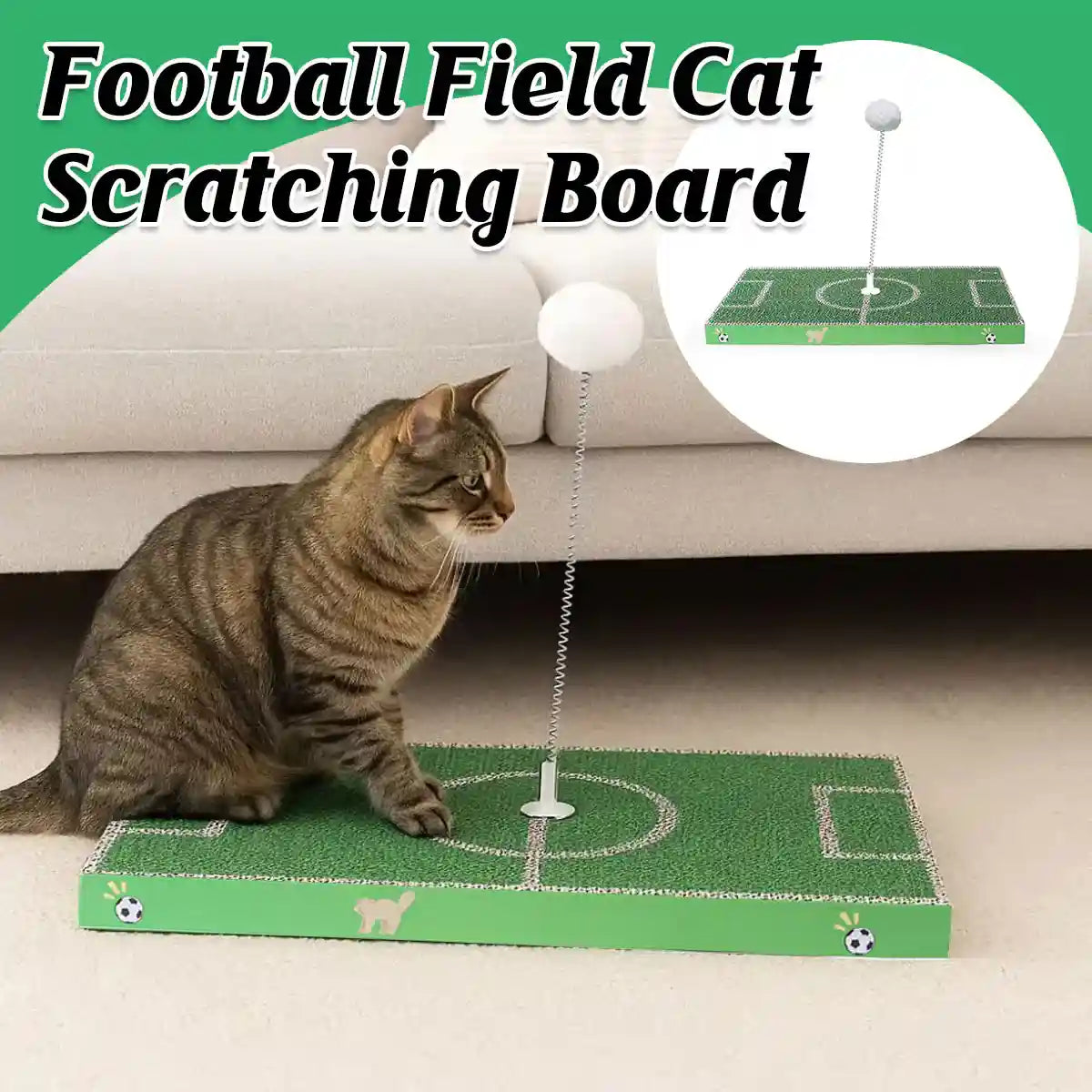 Football Field Cat Scratching Board Interactive Corrugated Scratch Pad with Toy Ball