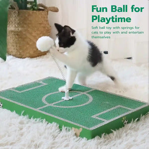Football Field Cat Scratching Board Interactive Corrugated Scratch Pad with Toy Ball
