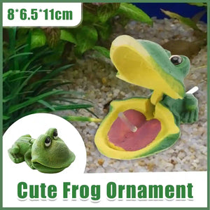 Aquarium Frog Ornament Cute Frog Decor for Fish Tank with Air Bubble Feature
