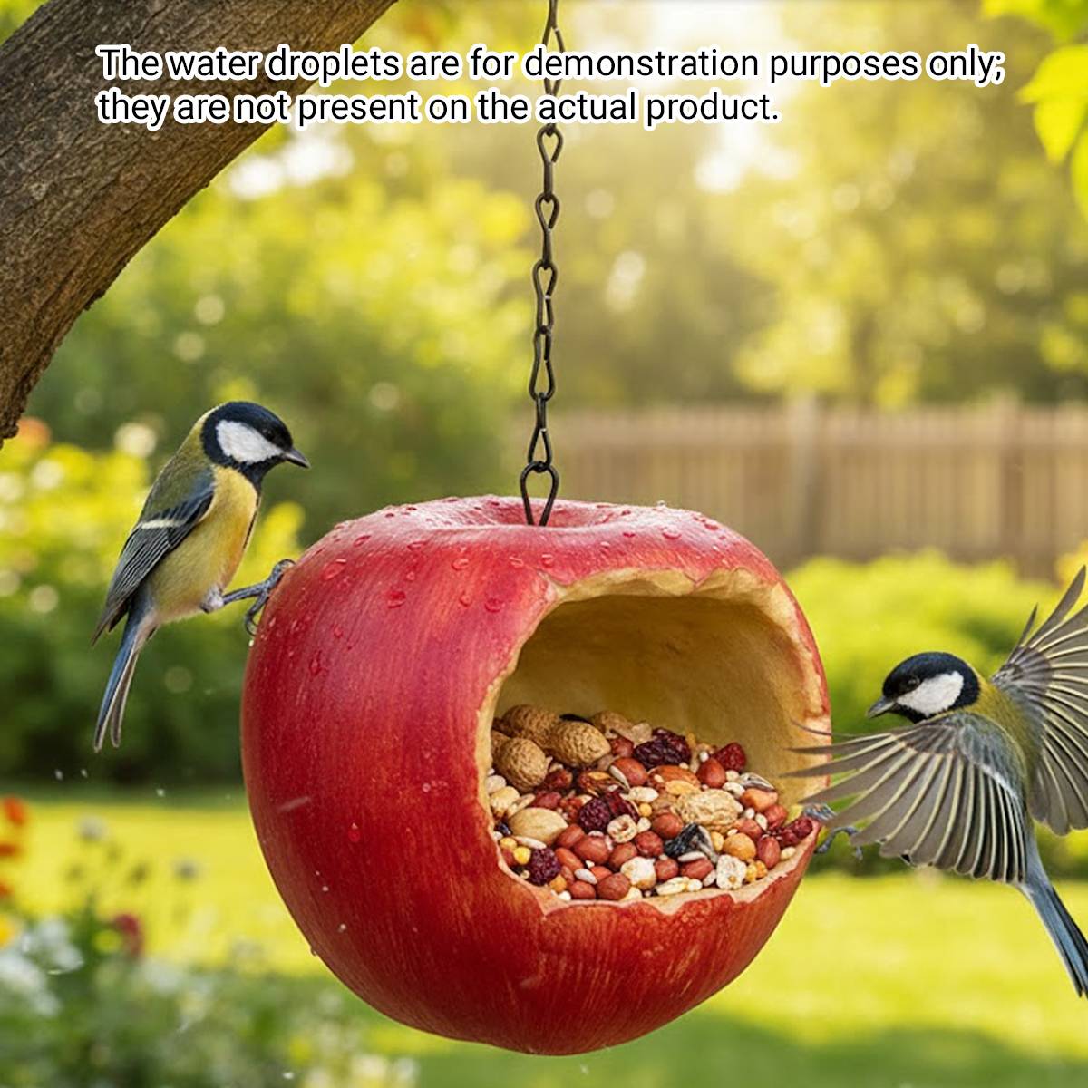 Apple Shaped Hanging Bird Feeder Resin Garden Bird Feeder