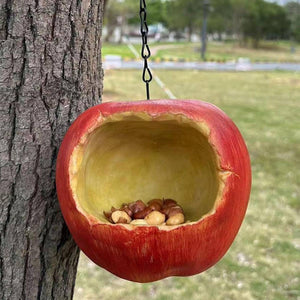 Apple Shaped Hanging Bird Feeder Resin Garden Bird Feeder