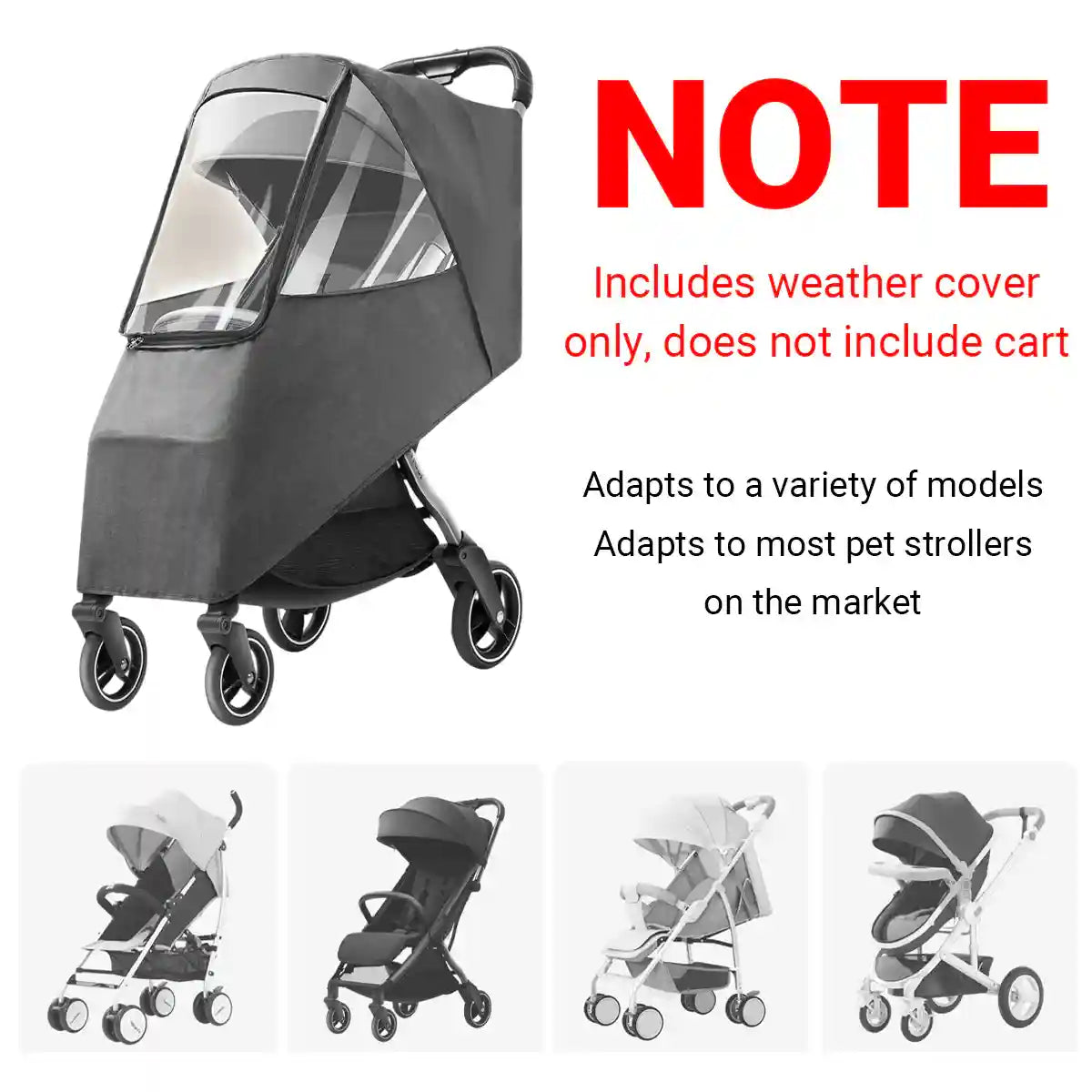 Pet Stroller Rain Cover with 270° View and Front Access Door