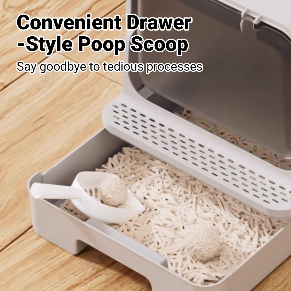 Fully Enclosed Cat Litter Box With Odor Control Drawer