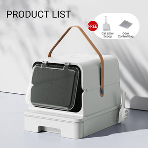 Fully Enclosed Cat Litter Box With Odor Control Drawer