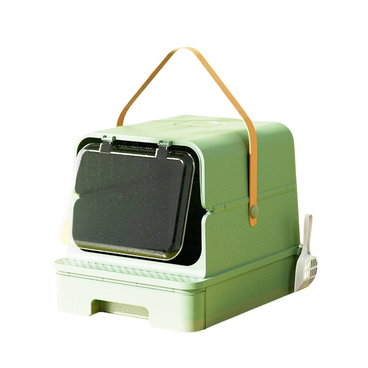 Fully Enclosed Cat Litter Box With Odor Control Drawer
