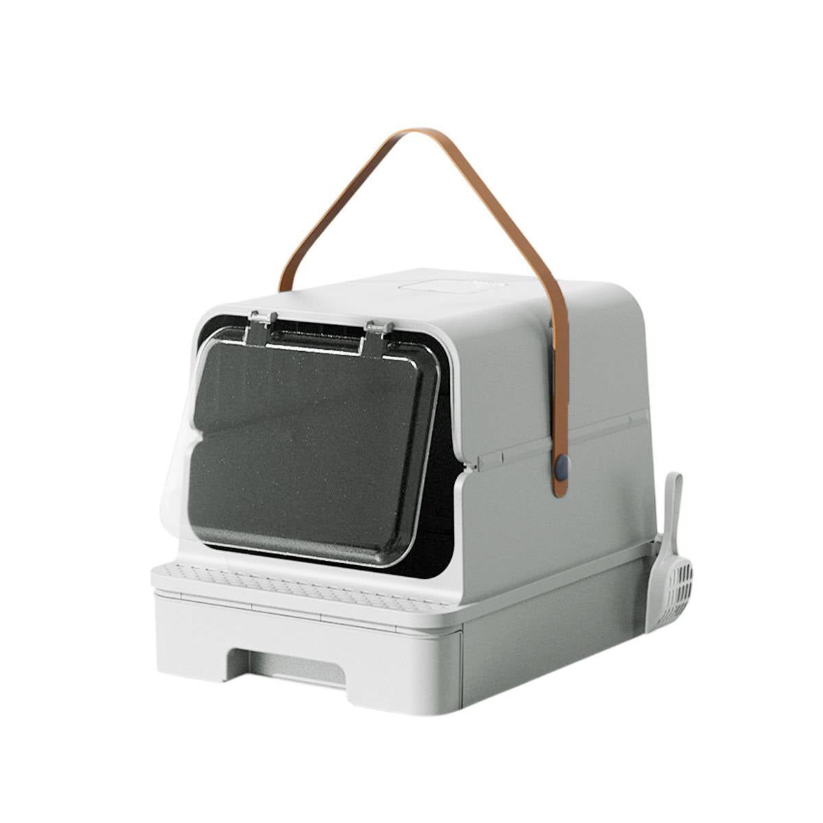 Fully Enclosed Cat Litter Box With Odor Control Drawer