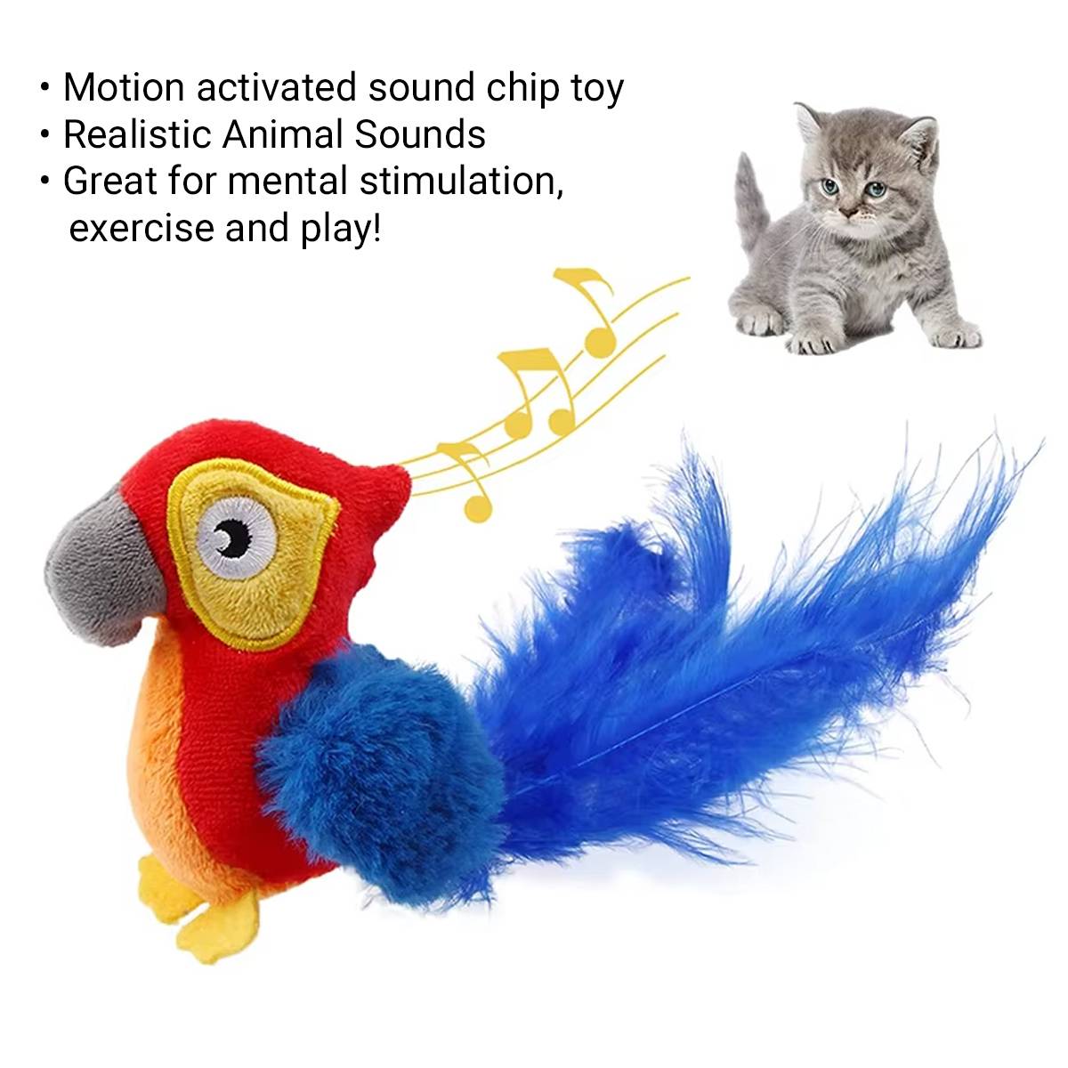 Interactive Cat Toy Motion Activated Parrot Sound Toy
