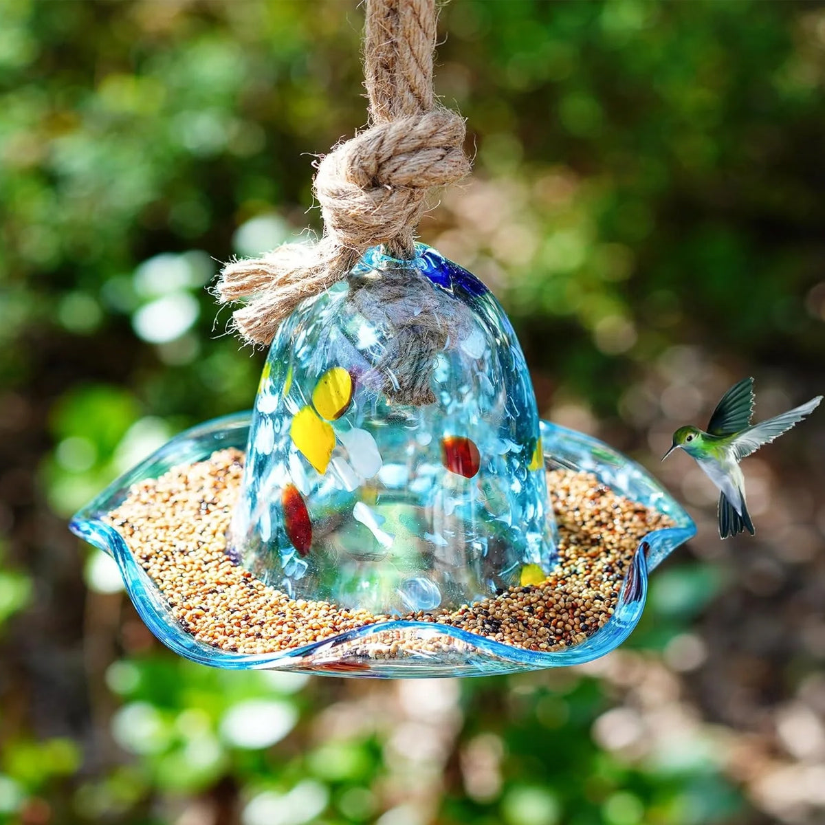 Bird Feeder Garden Decor Hanging Feeder for Outdoor Yard Decoration Colourful