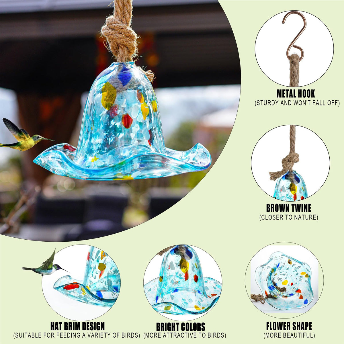 Bird Feeder Garden Decor Hanging Feeder for Outdoor Yard Decoration Colourful