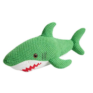 Green Shark Dog Toy Chew Resistant Squeaky Plush