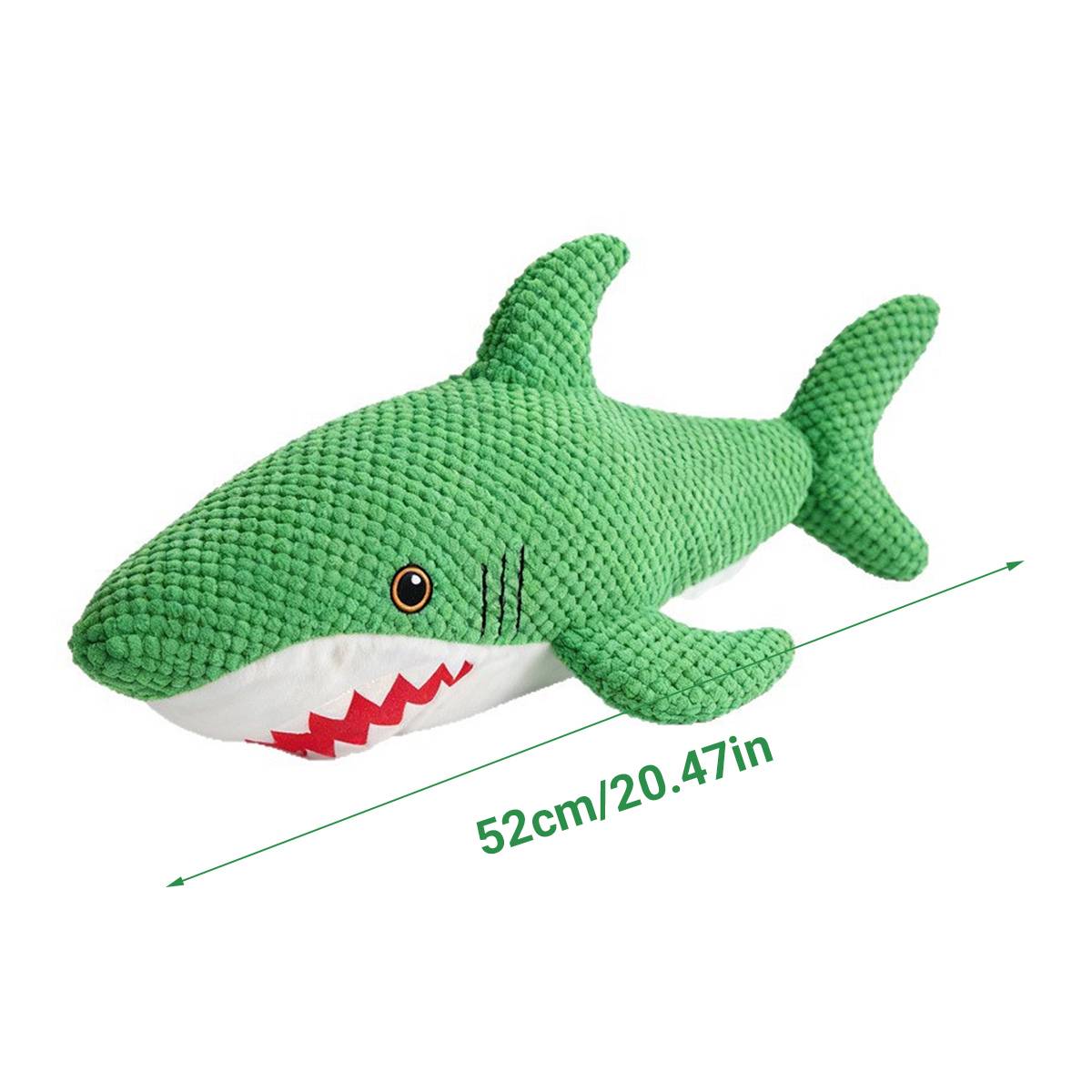 Green Shark Dog Toy Chew Resistant Squeaky Plush