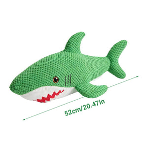 Green Shark Dog Toy Chew Resistant Squeaky Plush