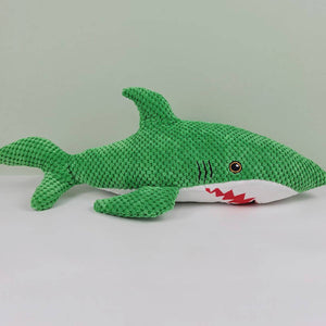 Green Shark Dog Toy Chew Resistant Squeaky Plush