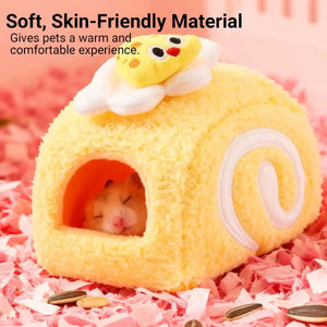 Hamster Nest Cozy Plush Swiss Roll Bed for Small Pets