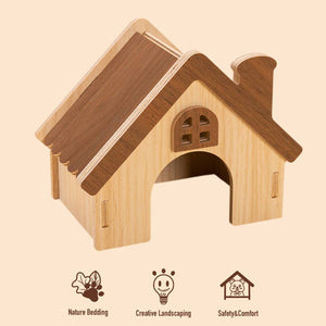 Wooden Hamster House Small Pet Hideout Shelter