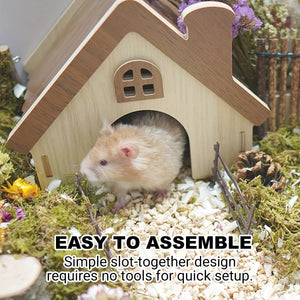 Wooden Hamster House Small Pet Hideout Shelter
