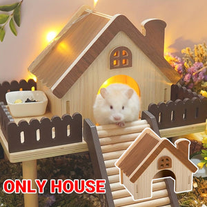 Wooden Hamster House Small Pet Hideout Shelter