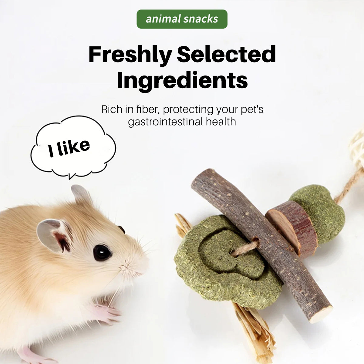 Small Pet Chew Toy Apple Branch & Carrot Cake Molar Treat for Rabbits & Hamsters