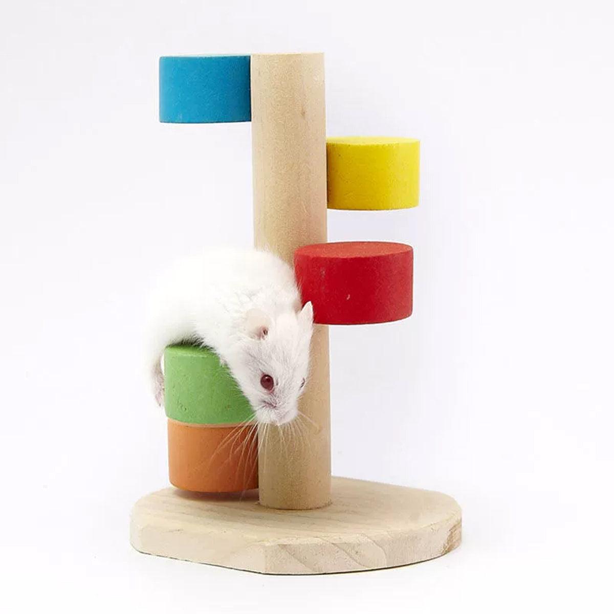 Colorful Wooden Climbing Toy for Hamsters Small Pet Play & Chew Ladder