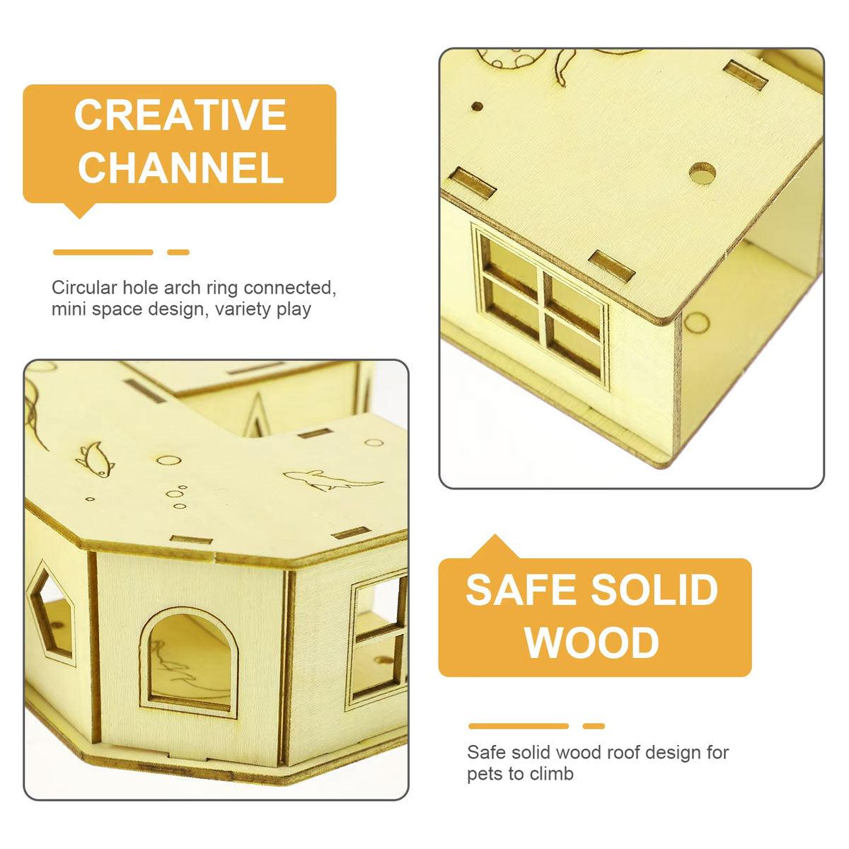 Wooden Hamster Tubes & Hideout Tunnel for Small Pets' Play & Exploration