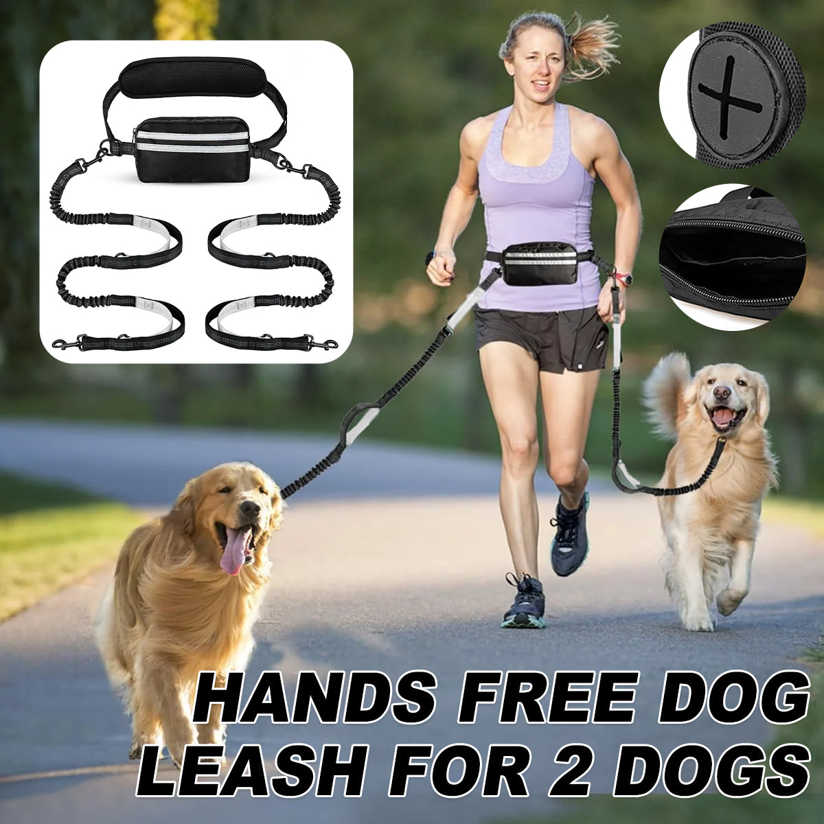 Hands-Free Dog Leash With Waist Belt