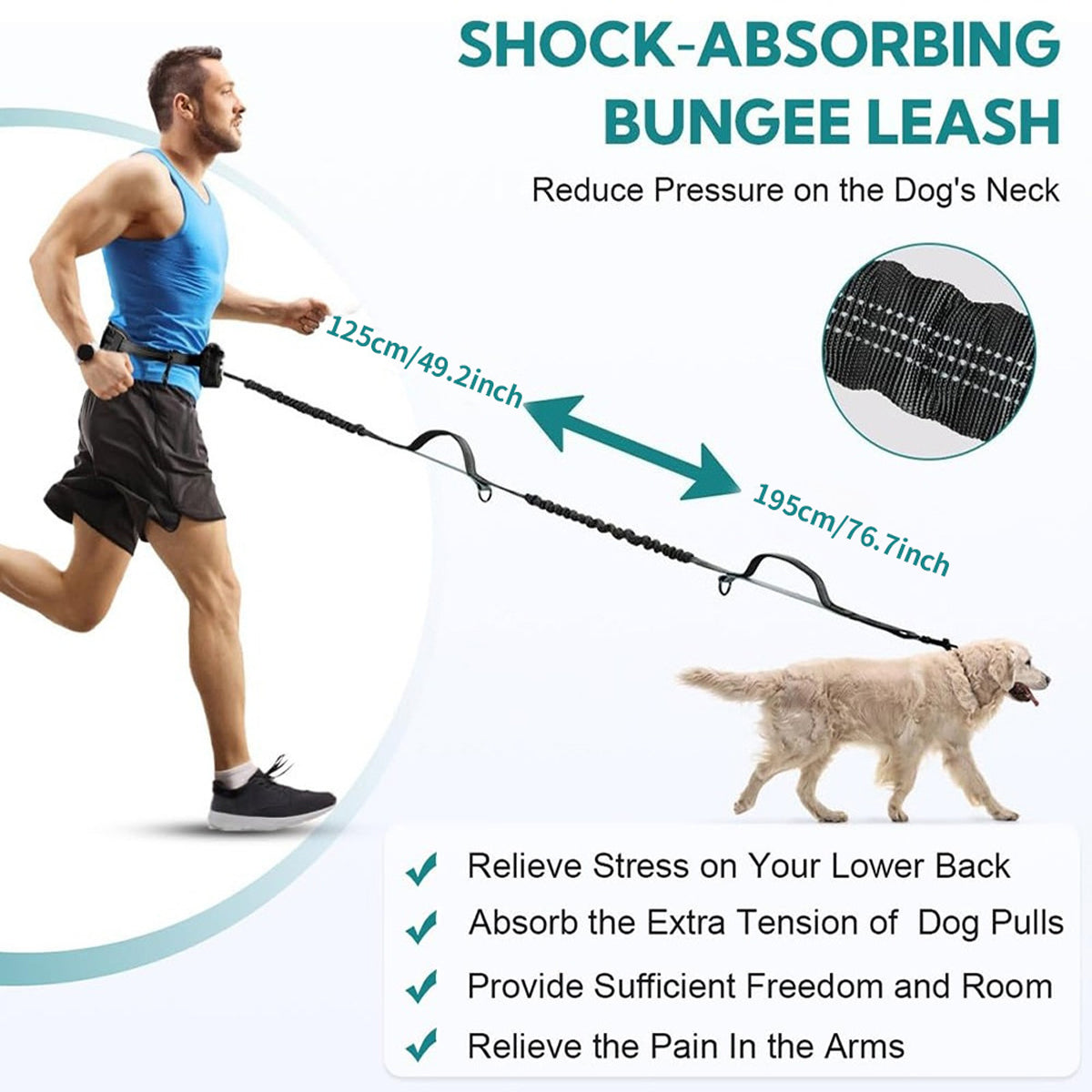 Hands-Free Dog Leash With Waist Belt