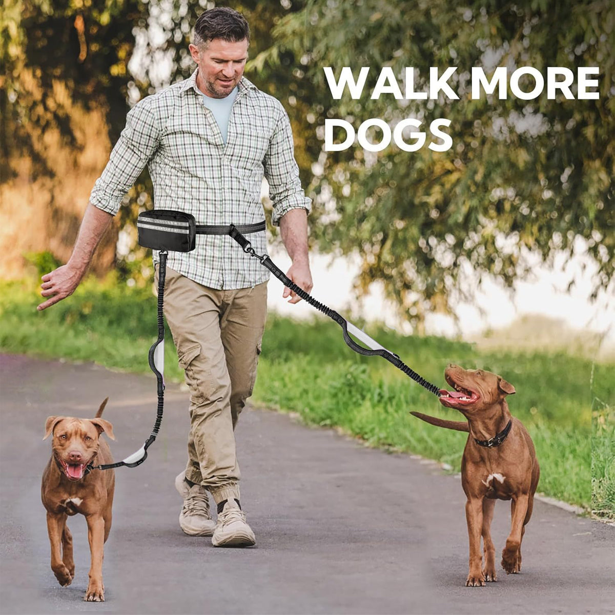 Hands-Free Dog Leash With Waist Belt
