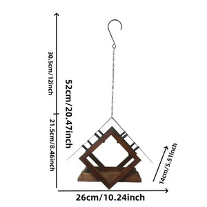 Hanging Wooden Bird Feeder With Metal Roof Fly-Through Outdoor Feeder