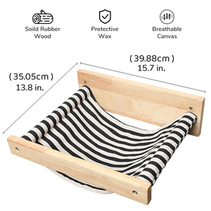 Solid Wood Wall-Mounted Cat Hammock Space-Saving Cozy Cat Bed