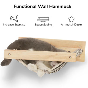 Solid Wood Wall-Mounted Cat Hammock Space-Saving Cozy Cat Bed