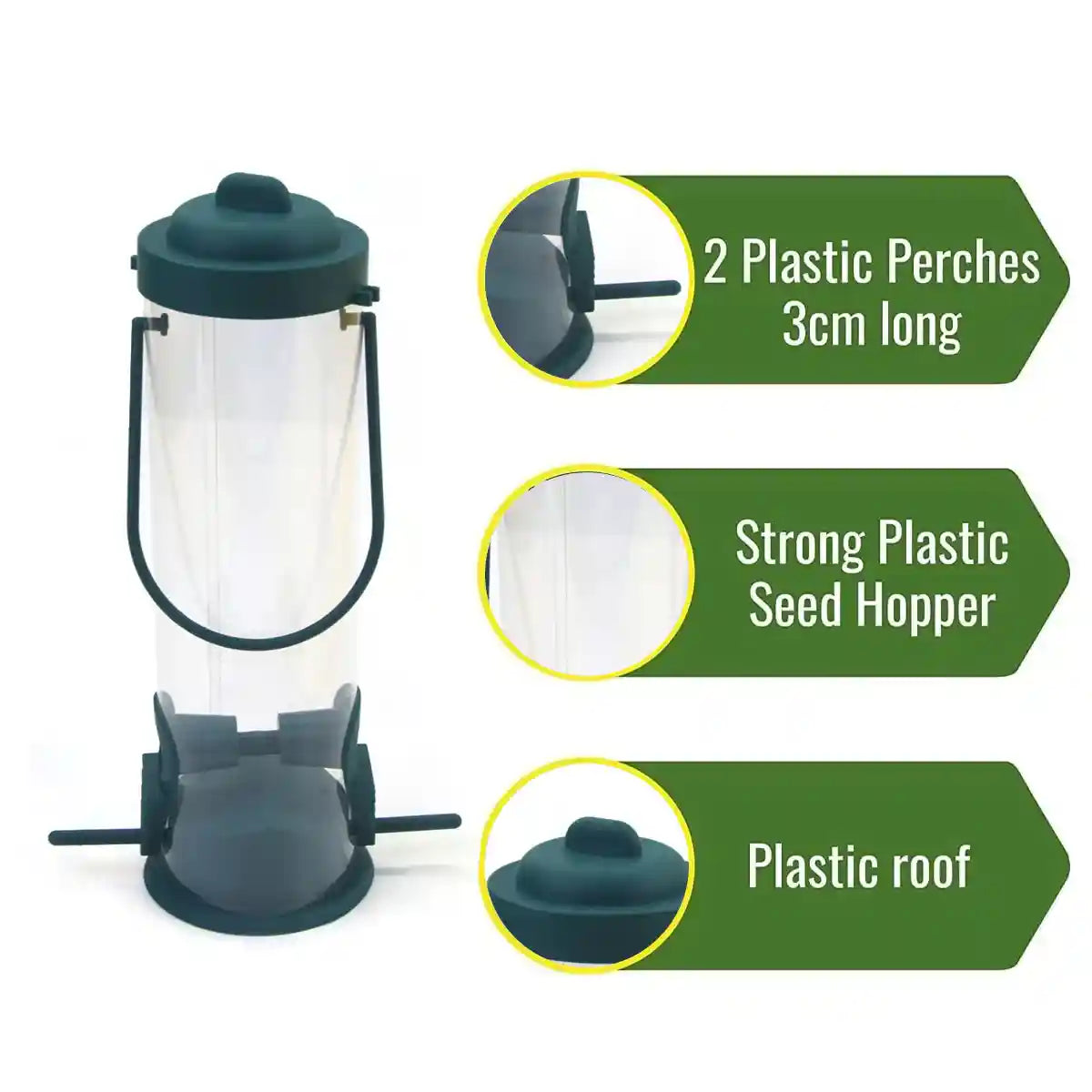 Hanging Bird Feeder With Transparent Seed Hopper