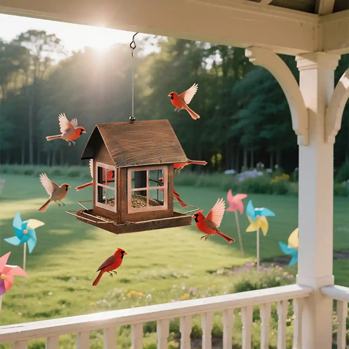 Hanging Metal Bird Feeder – Weatherproof Outdoor Bird Seed Feeder