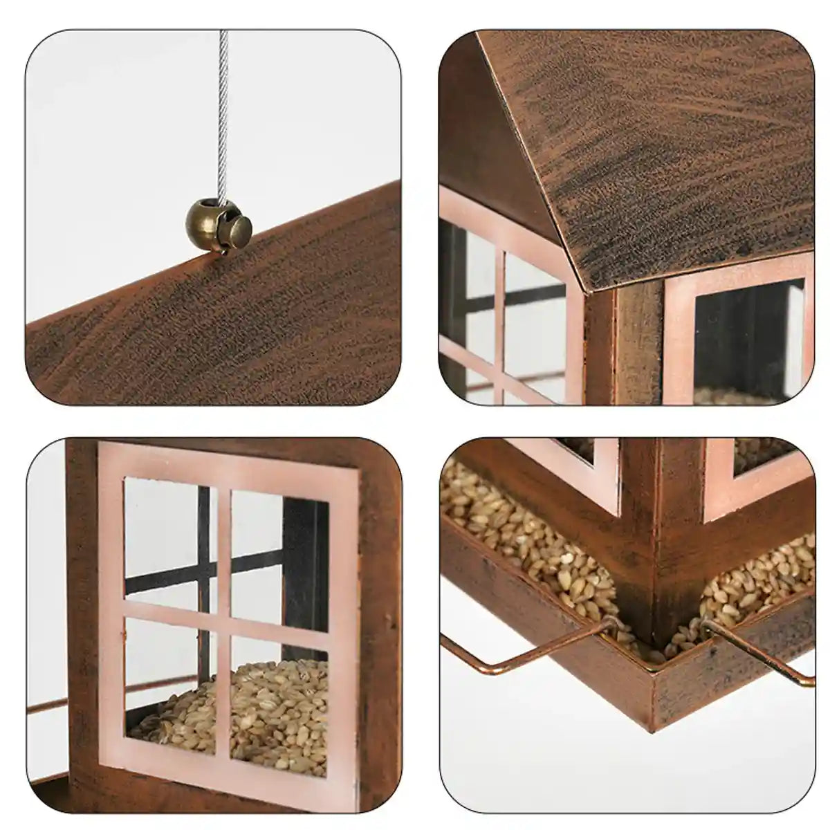 Hanging Metal Bird Feeder – Weatherproof Outdoor Bird Seed Feeder