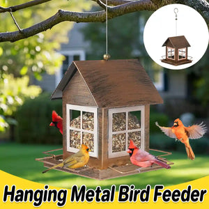 Hanging Metal Bird Feeder – Weatherproof Outdoor Bird Seed Feeder