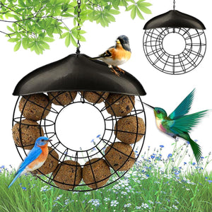 Hanging Metal Suet Bird Feeder With Roof