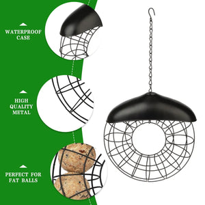 Hanging Metal Suet Bird Feeder With Roof