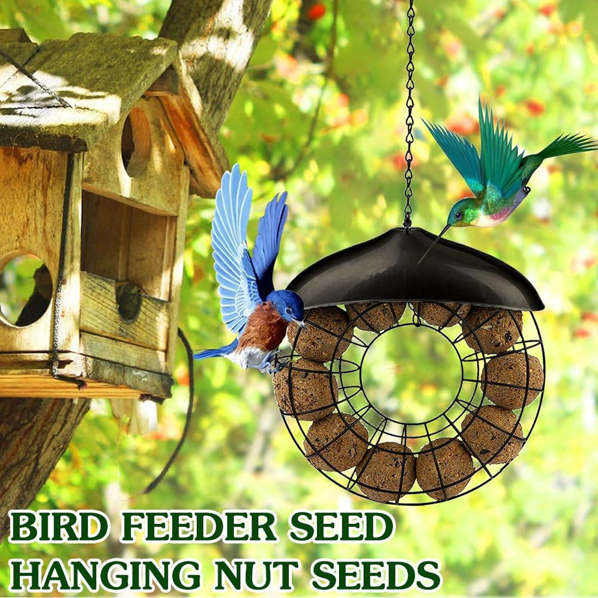 Hanging Metal Suet Bird Feeder With Roof