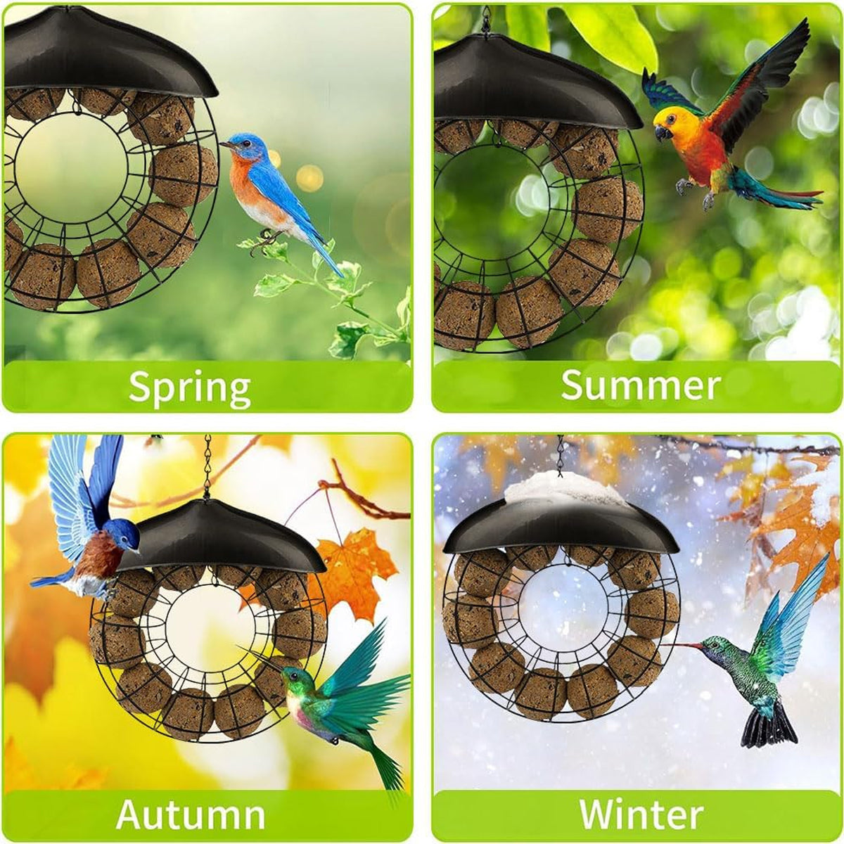 Hanging Metal Suet Bird Feeder With Roof