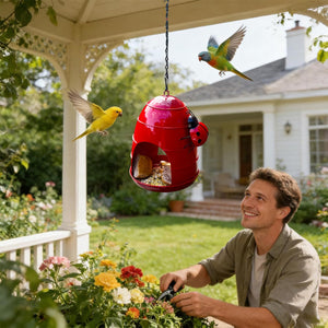 Hanging Outdoor Bird Feeder With Ladybug Design