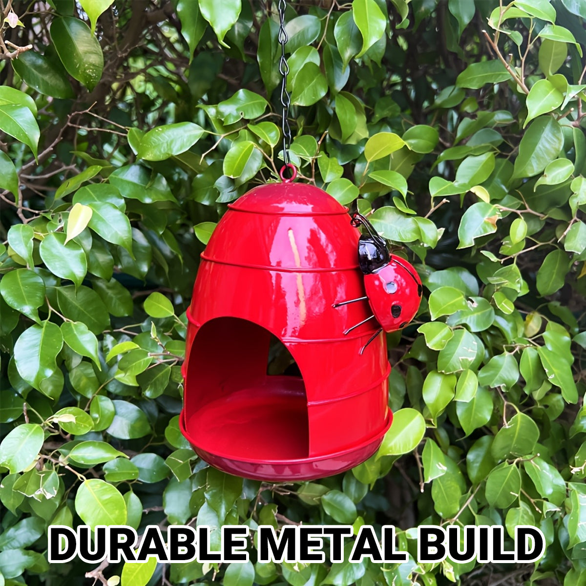 Hanging Outdoor Bird Feeder With Ladybug Design