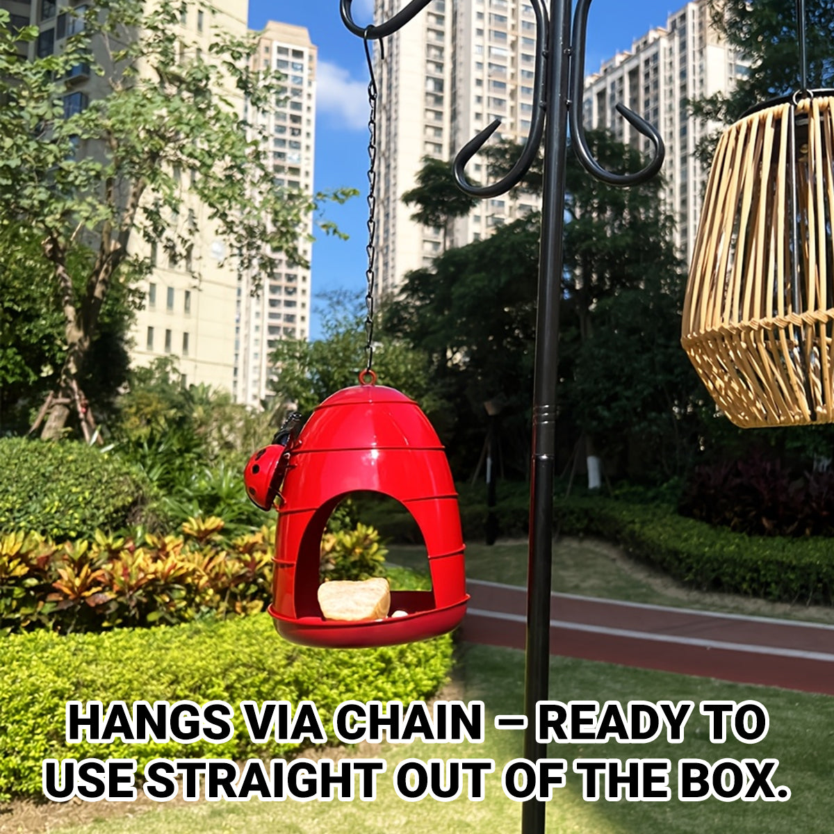 Hanging Outdoor Bird Feeder With Ladybug Design
